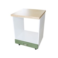 Corp pentru cuptor incorporabil cu sertar Zebra, Alb/MDF Verde, cu blat artar, 60 x 85 x 60 cm